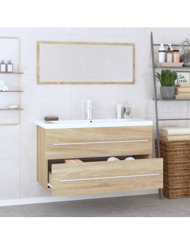 Set Mobili da Bagno 3 pz Rovere Sonoma