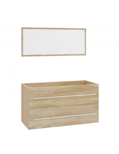 Set Mobili da Bagno 3 pz Rovere Sonoma