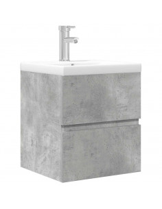 Set Mobili da Bagno 2 pz Grigio Cemento in Legno Multistrato 2