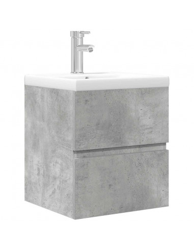 Set Mobili da Bagno 2 pz Grigio Cemento in Legno Multistrato