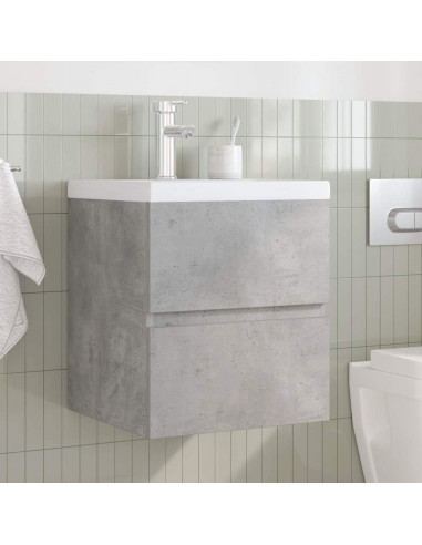 Set Mobili da Bagno 2 pz Grigio Cemento in Legno Multistrato