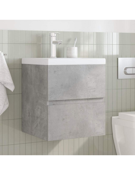 Set Mobili da Bagno 2 pz Grigio Cemento in Legno Multistrato
