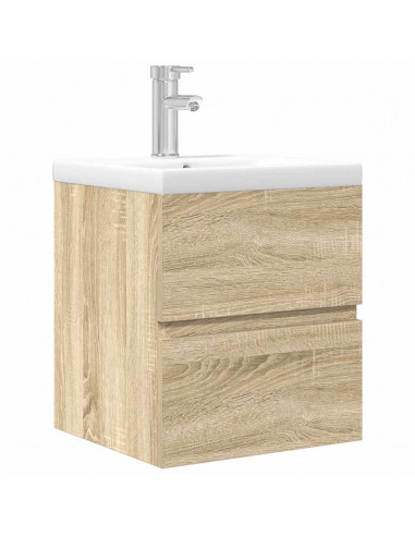 Set Mobili da Bagno 2 pz Rovere Sonoma in Legno Multistrato