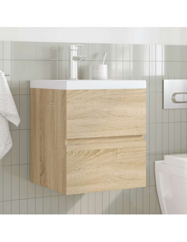 Set Mobili da Bagno 2 pz Rovere Sonoma in Legno Multistrato