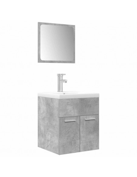 Set Mobili da Bagno 3 pz Grigio Cemento in Legno Multistrato
