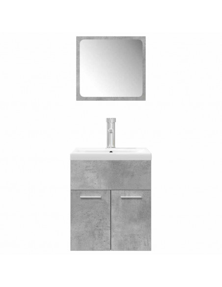 Set Mobili da Bagno 3 pz Grigio Cemento in Legno Multistrato