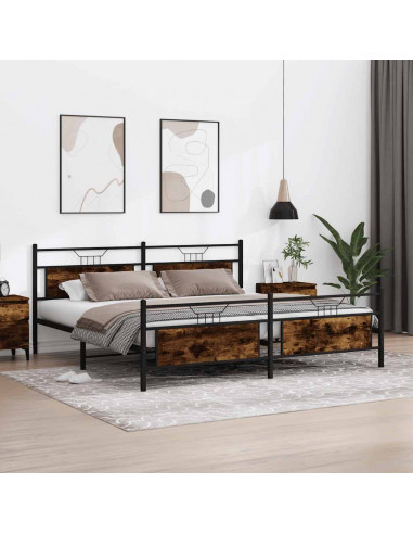 Giroletto senza Materaso in Metallo Rovere Fumo 193x203 cm