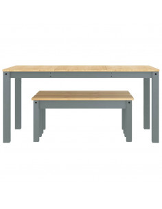 Set da Pranzo 3 pz Panama Grigio in Legno Massello di Pino