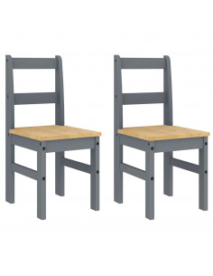 Set da Pranzo 4 pz Panama Grigio in Legno Massello di Pino