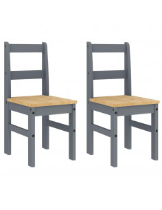 Set da Pranzo 4 pz Panama Grigio in Legno Massello di Pino