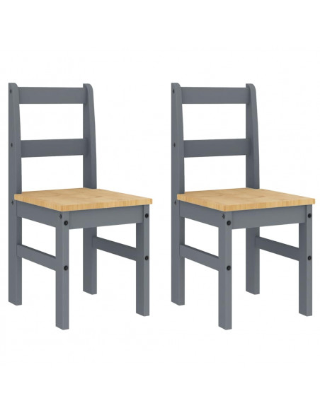 Set da Pranzo 4 pz Panama Grigio in Legno Massello di Pino