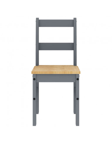 Set da Pranzo 4 pz Panama Grigio in Legno Massello di Pino