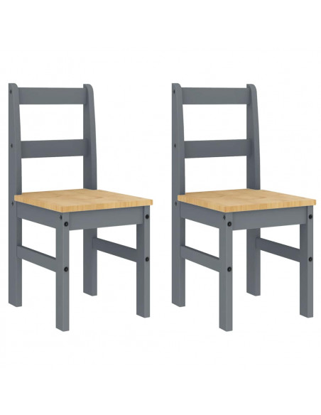 Set da Pranzo 4 pz Panama Grigio in Legno Massello di Pino