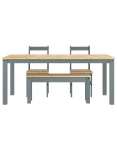 Set da Pranzo 4 pz Panama Grigio in Legno Massello di Pino 2