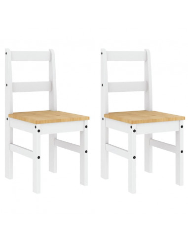 Set da Pranzo 4 pz Panama Bianco in Legno Massello di Pino