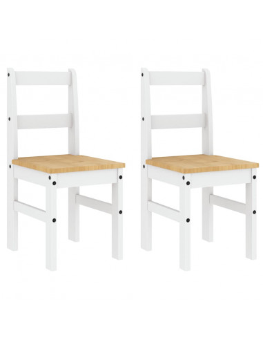 Set da Pranzo 4 pz Panama Bianco in Legno Massello di Pino