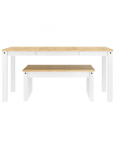 Set da Pranzo 3 pz Panama Bianco in Legno Massello di Pino