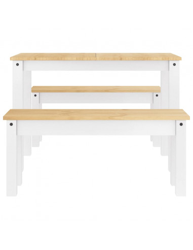 Set da Pranzo 3 pz Panama Bianco in Legno Massello di Pino