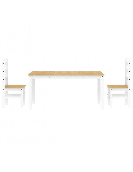 Set da Pranzo 3 pz Panama Bianco in Legno Massello di Pino