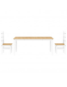 Set da Pranzo 3 pz Panama Bianco in Legno Massello di Pino