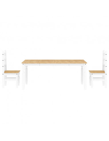 Set da Pranzo 3 pz Panama Bianco in Legno Massello di Pino