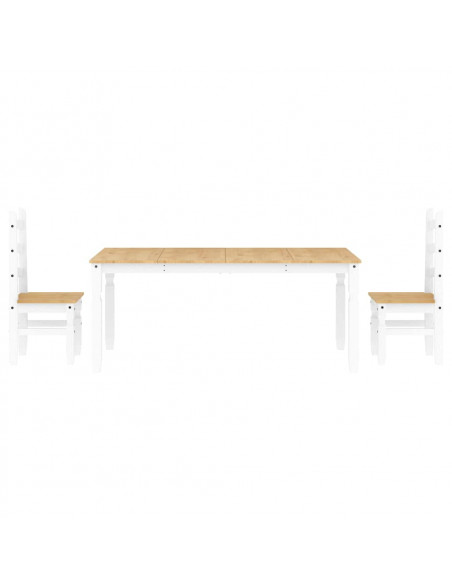 Set da Pranzo 3 pz Panama Bianco in Legno Massello di Pino