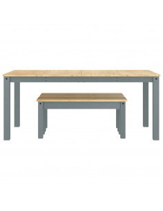 Set da Pranzo 3 pz Panama Grigio in Legno Massello di Pino