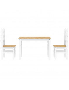 Set da Pranzo 3 pz Panama Bianco in Legno Massello di Pino