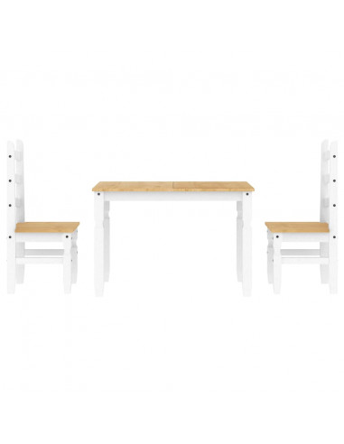 Set da Pranzo 3 pz Panama Bianco in Legno Massello di Pino