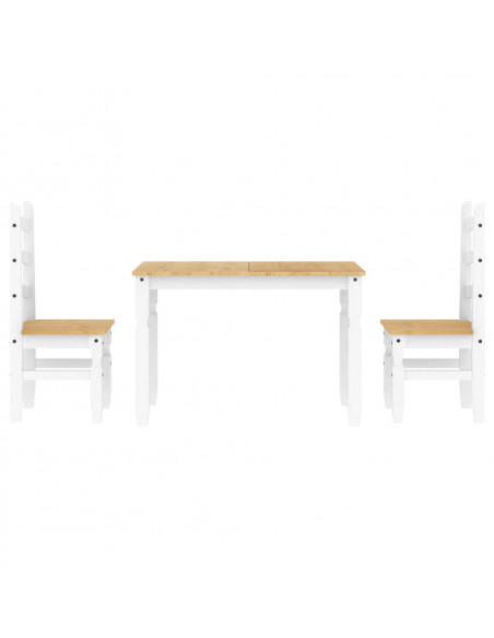 Set da Pranzo 3 pz Panama Bianco in Legno Massello di Pino