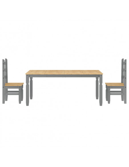 Set da Pranzo 3 pz Panama Grigio in Legno Massello di Pino