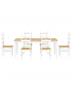 Set da Pranzo 7 pz Panama Bianco in Legno Massello di Pino