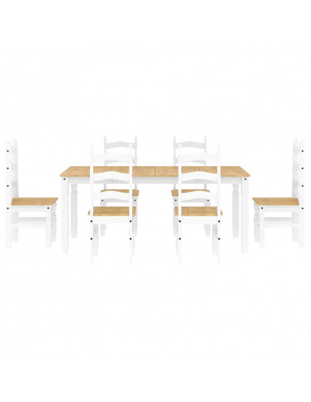 Set da Pranzo 7 pz Panama Bianco in Legno Massello di Pino