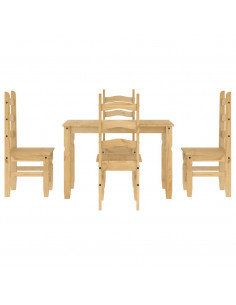 Set da Pranzo 5 pz Panama in Legno Massello di Pino