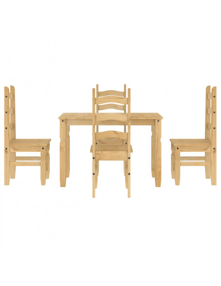Set da Pranzo 5 pz Panama in Legno Massello di Pino