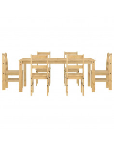 Set da Pranzo 7 pz Panama in Legno Massello di Pino