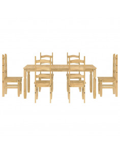 Set da Pranzo 7 pz Panama in Legno Massello di Pino