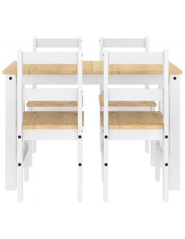 Set da Pranzo 5 pz Panama Bianco in Legno Massello di Pino