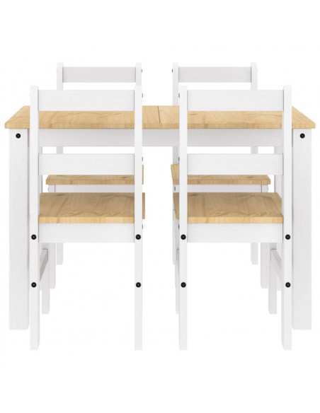 Set da Pranzo 5 pz Panama Bianco in Legno Massello di Pino