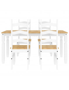 Set da Pranzo 5 pz Panama Bianco in Legno Massello di Pino