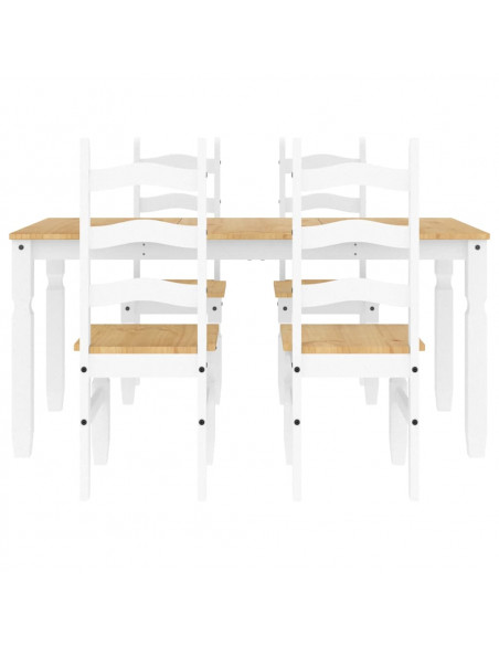 Set da Pranzo 5 pz Panama Bianco in Legno Massello di Pino