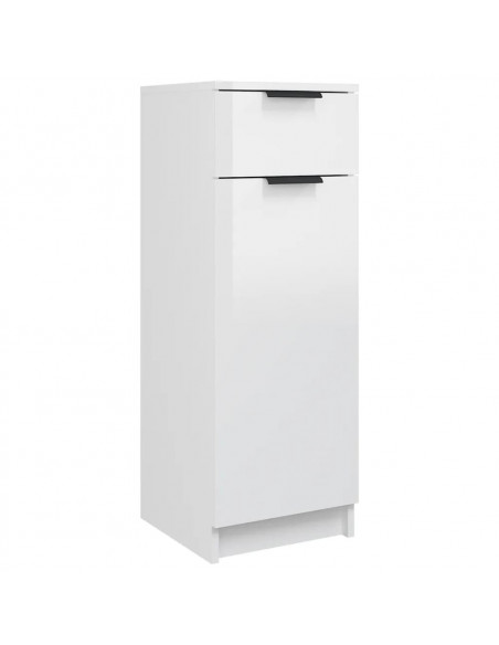 Armadio da Bagno Bianco Lucido 32x34x90 cm in Legno Multistrato