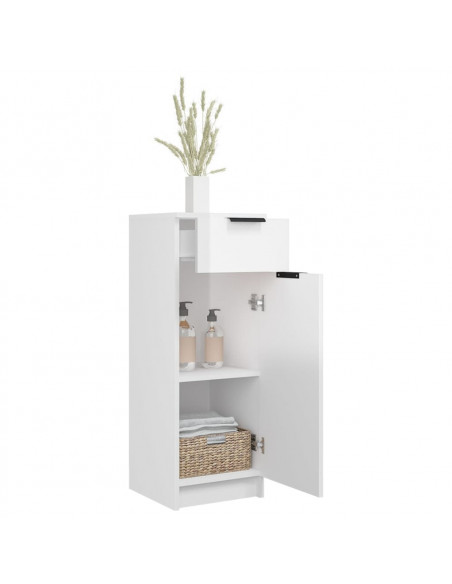 Armadio da Bagno Bianco Lucido 32x34x90 cm in Legno Multistrato