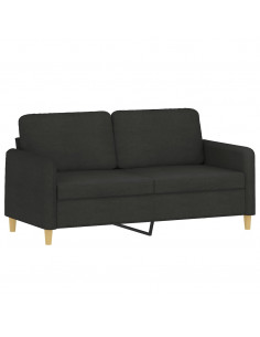 Set di Divani 3 pz con Cuscini Nero in Tessuto 2