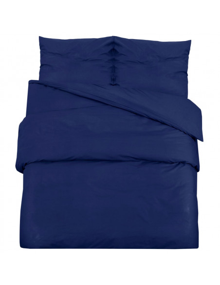 Set Copripiumino Blu Marino 155x220 cm in Microfibra Leggera