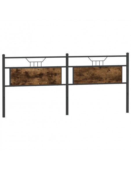 Testiera Rovere Fumo 193 cm in Legno Multistrato e Acciaio