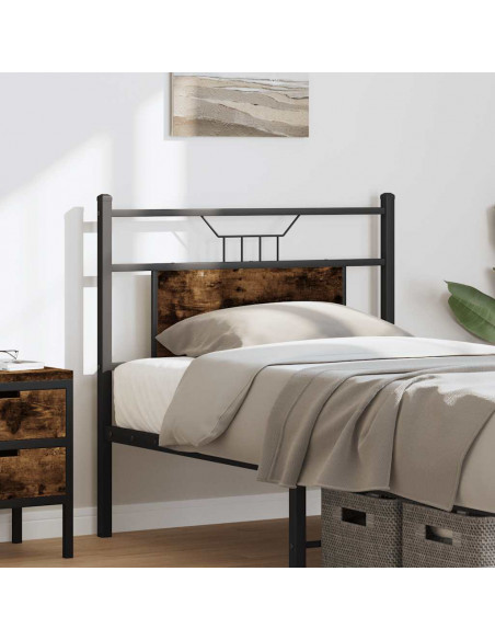 Testiera Rovere Fumo 90 cm in Legno Multistrato e Acciaio