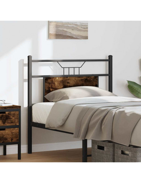 Testiera Rovere Fumo 80 cm in Legno Multistrato e Acciaio