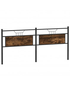 Testiera Rovere Fumo 193 cm in Legno Multistrato e Acciaio 2