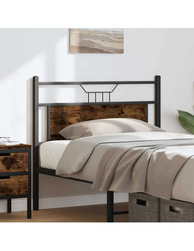 Testiera Rovere Fumo 100 cm in Legno Multistrato e Acciaio